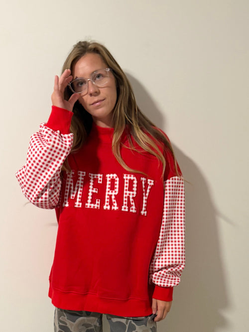 Gingham Merry Sweatshirt