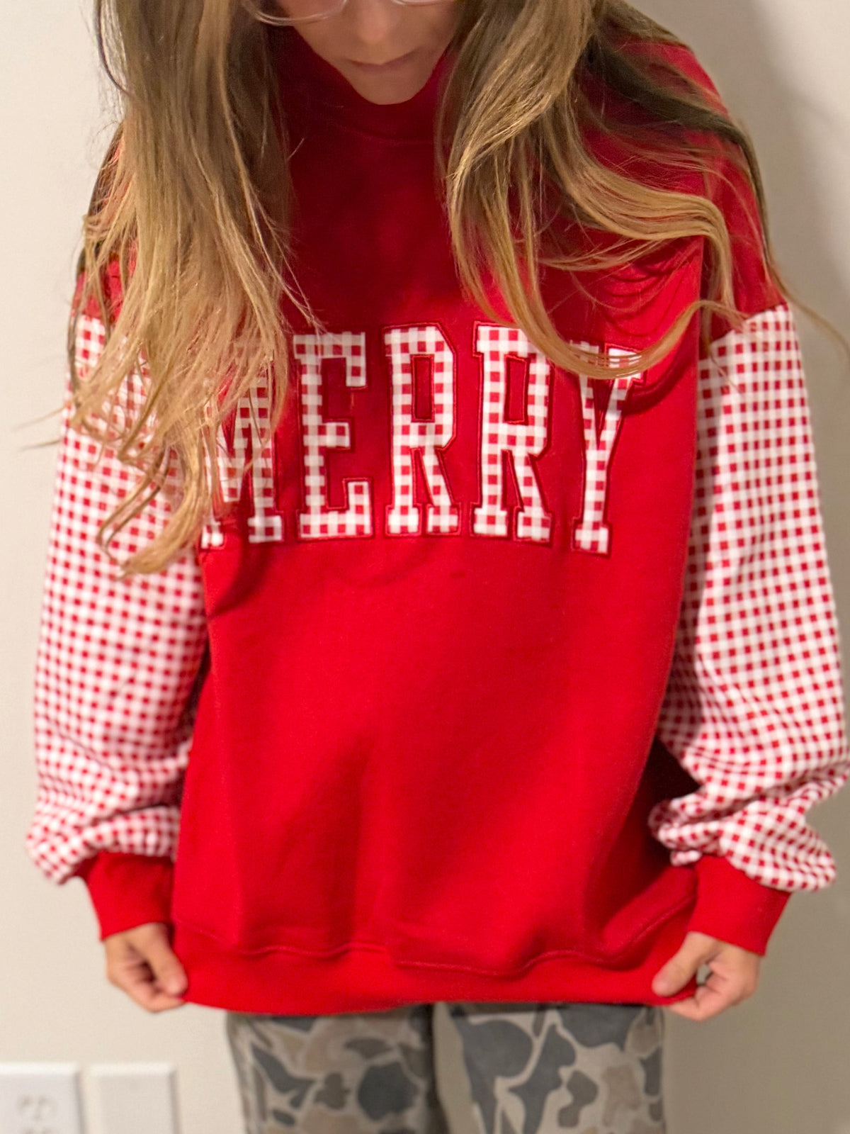Gingham Merry Sweatshirt